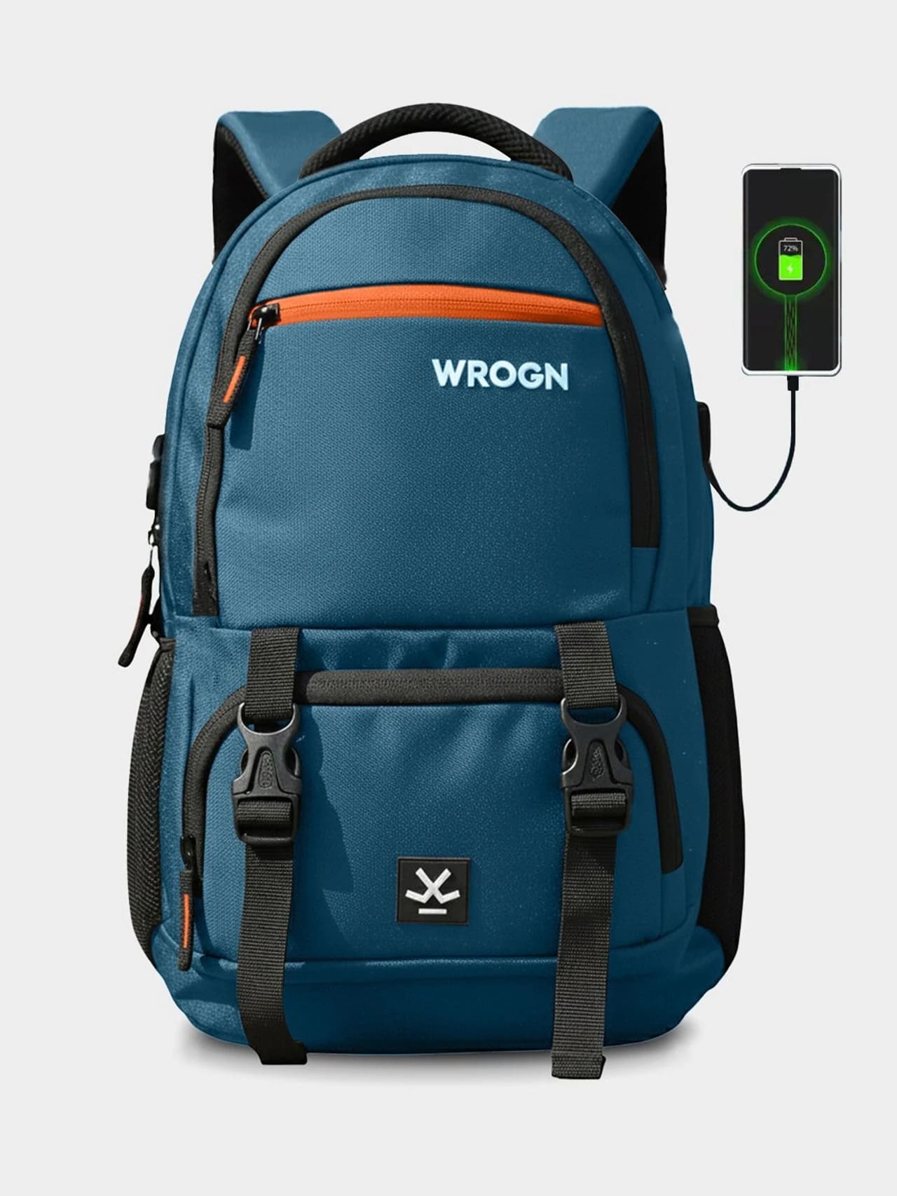 WROGN Large 40 L Laptop Backpack with Port and Rain Cover (Blue)